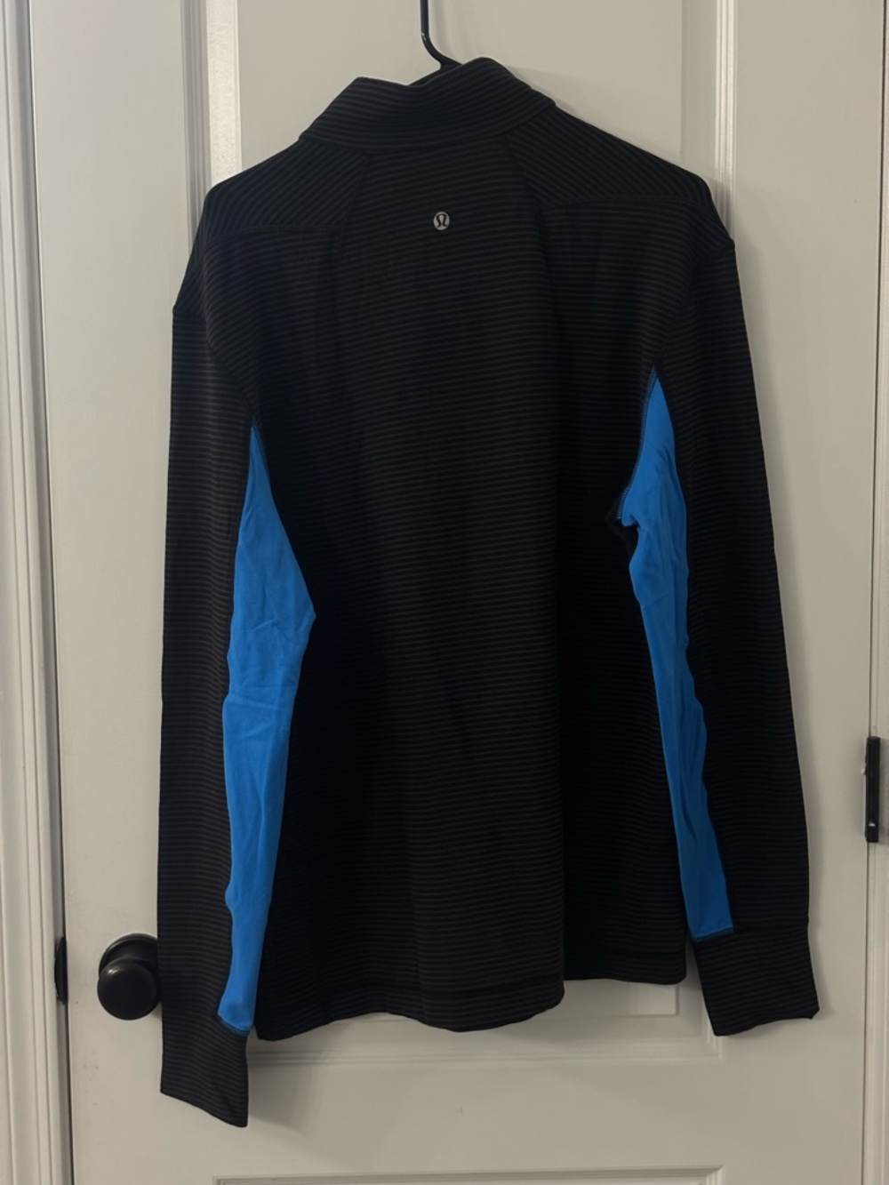 lululemon athletica Black 1/4 Zip Sweater with Blue Panels - Picture 4 of 8